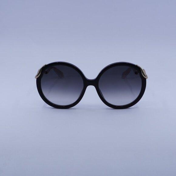 Roberto Cavalli SRC004M 0700 Sunglasses Shiny Black/Gold Round Frame - Picture 2 of 10